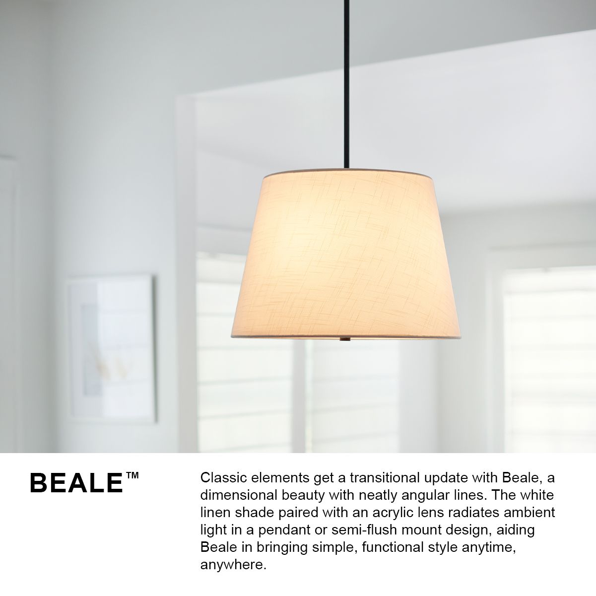 Image 2 Beale 14" Wide Black with White Linen Drum Ceiling Light more views