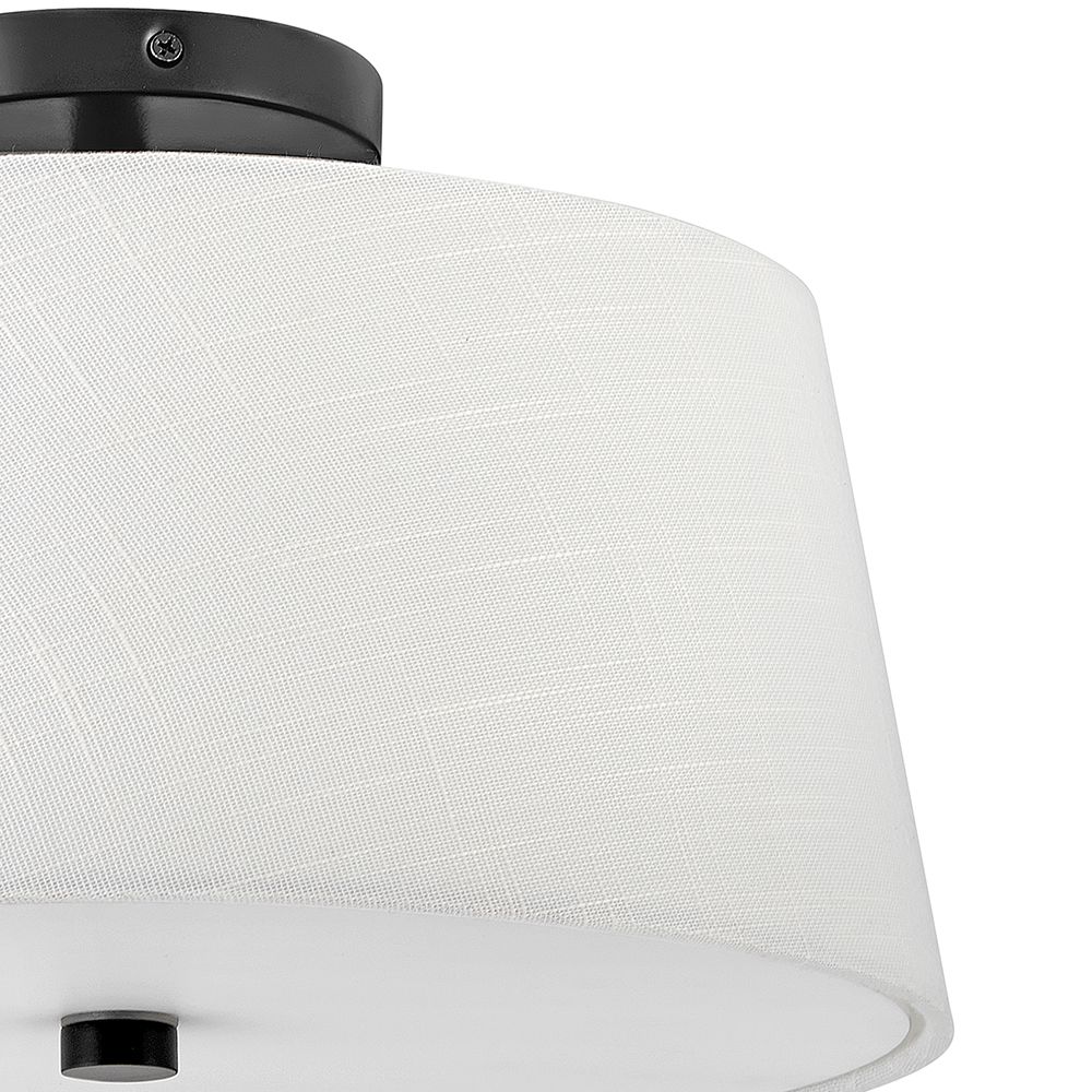Image 6 Beale 14" Wide Black with White Linen Drum Ceiling Light more views