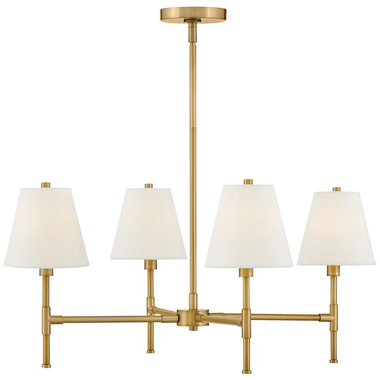 Image 2 Beale 28" Wide Lacquered Brass 4-Light Chandelier more views