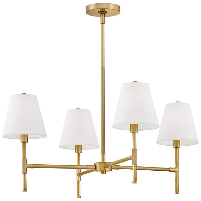 Image 3 Beale 28" Wide Lacquered Brass 4-Light Chandelier more views