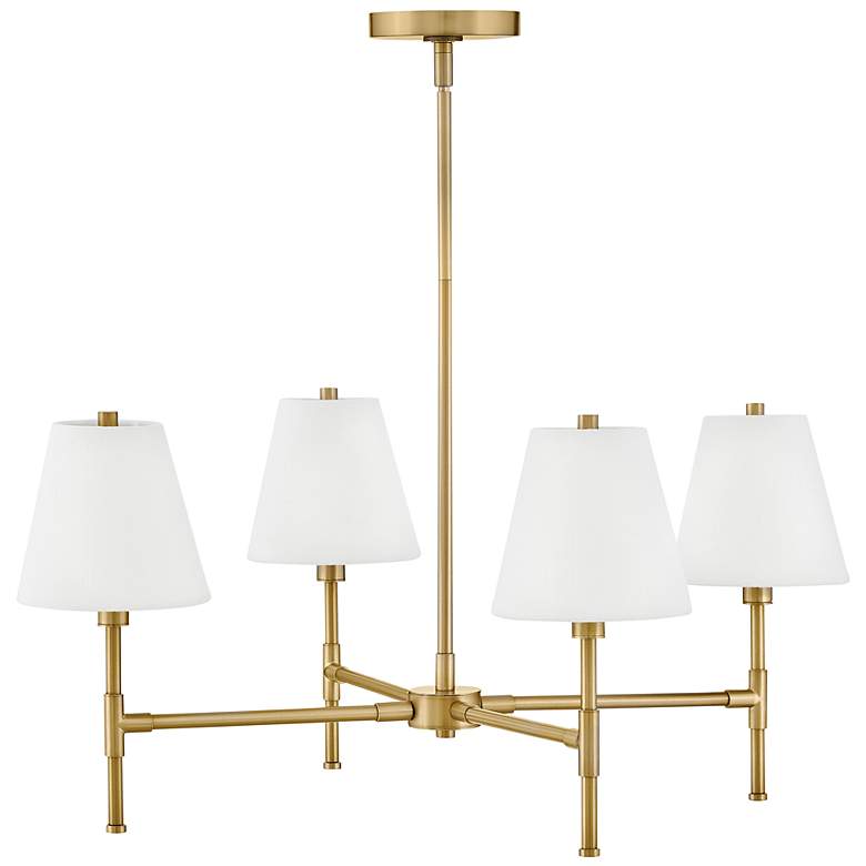 Image 6 Beale 28" Wide Lacquered Brass 4-Light Chandelier more views