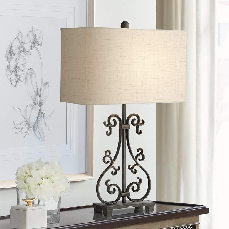 Image 1 Beale Iron Scroll Table Lamp