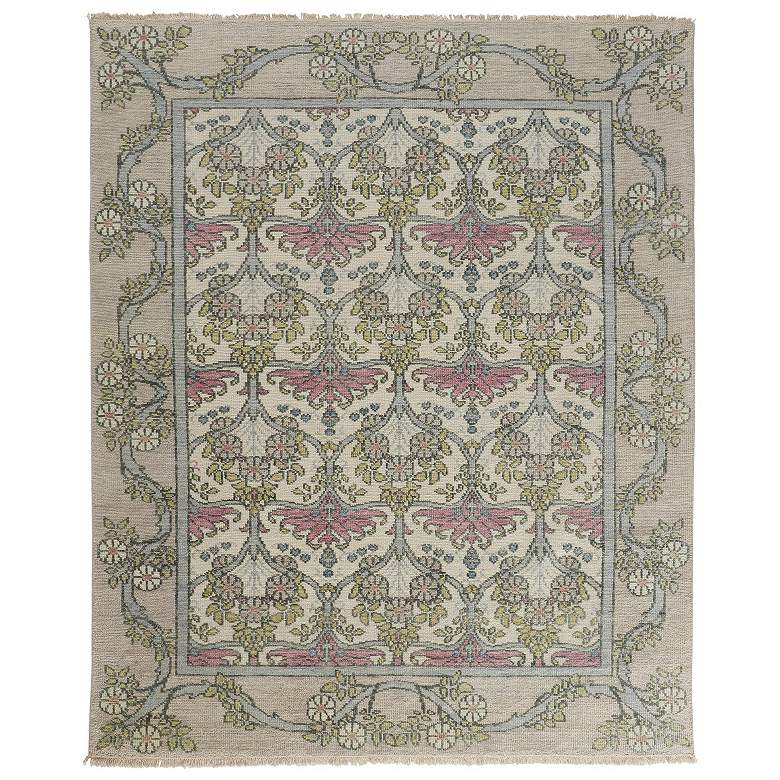 Image 1 Beall Traditional Floral & Botanical Hand Knotted Ivory Area Rug 6714F