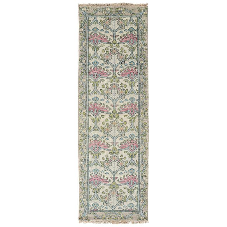 Image 1 Beall Traditional Floral & Botanical Hand Knotted Ivory Area Rug 6714F