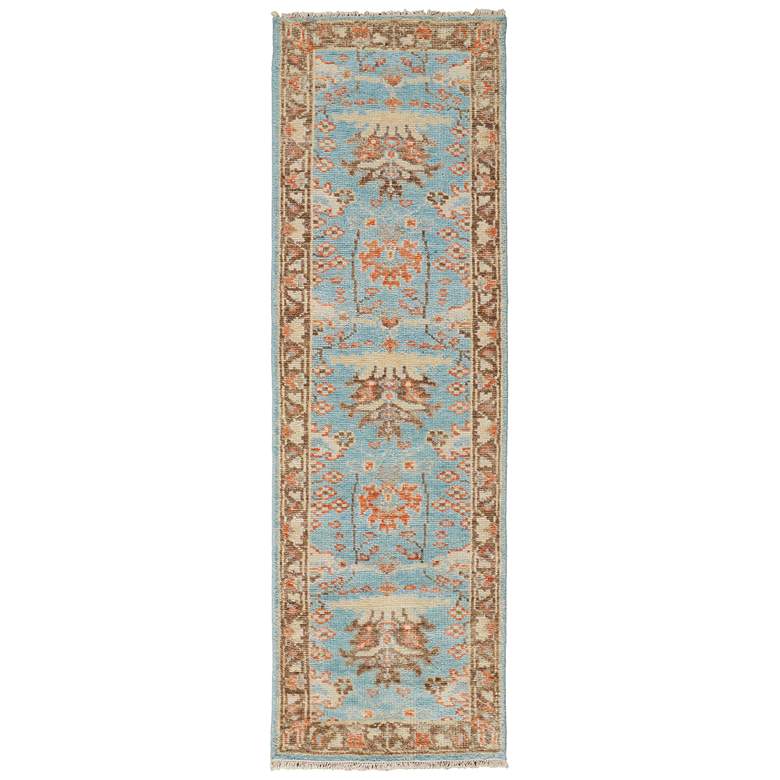 Image 1 Beall Traditional Oriental Hand Knotted Blue Area Rug 6710F