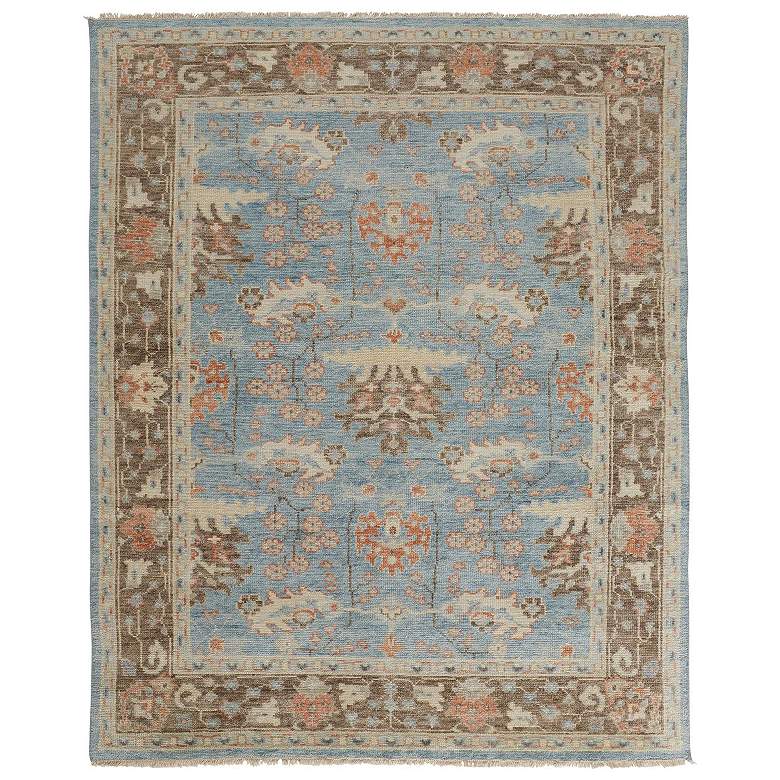 Image 1 Beall Traditional Oriental Hand Knotted Blue Area Rug 6710F
