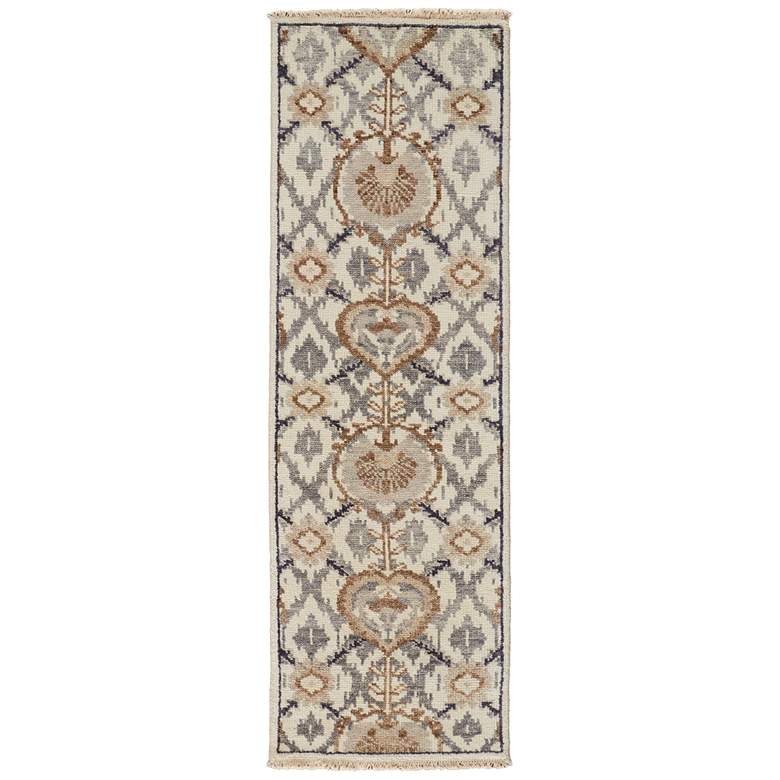 Image 1 Beall Traditional Oriental Hand Knotted Ivory Area Rug 6712F
