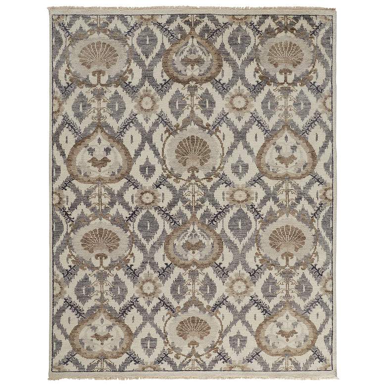 Image 1 Beall Traditional Oriental Hand Knotted Ivory Area Rug 6712F