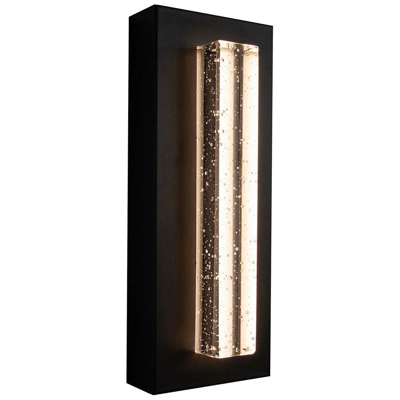 Image 1 Beam 12" High Black Outdoor LED Wall Sconce With Seeded Glass Shade