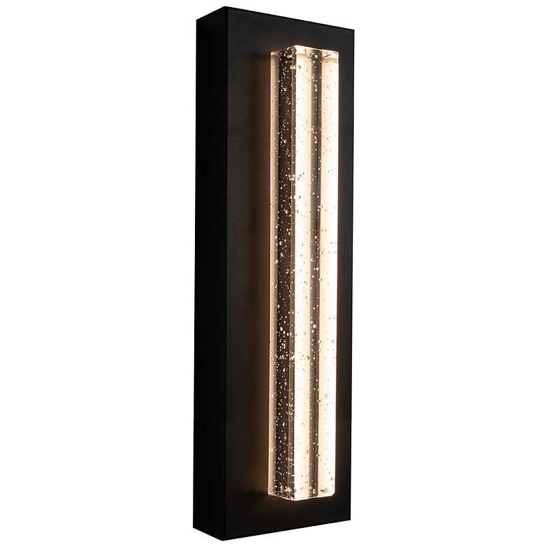 Image 1 Beam 18" High Black Outdoor LED Wall Sconce With Seeded Glass Shade