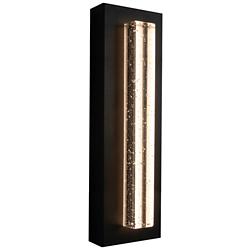 Beam 18" High Black Outdoor LED Wall Sconce With Seeded Glass Shade