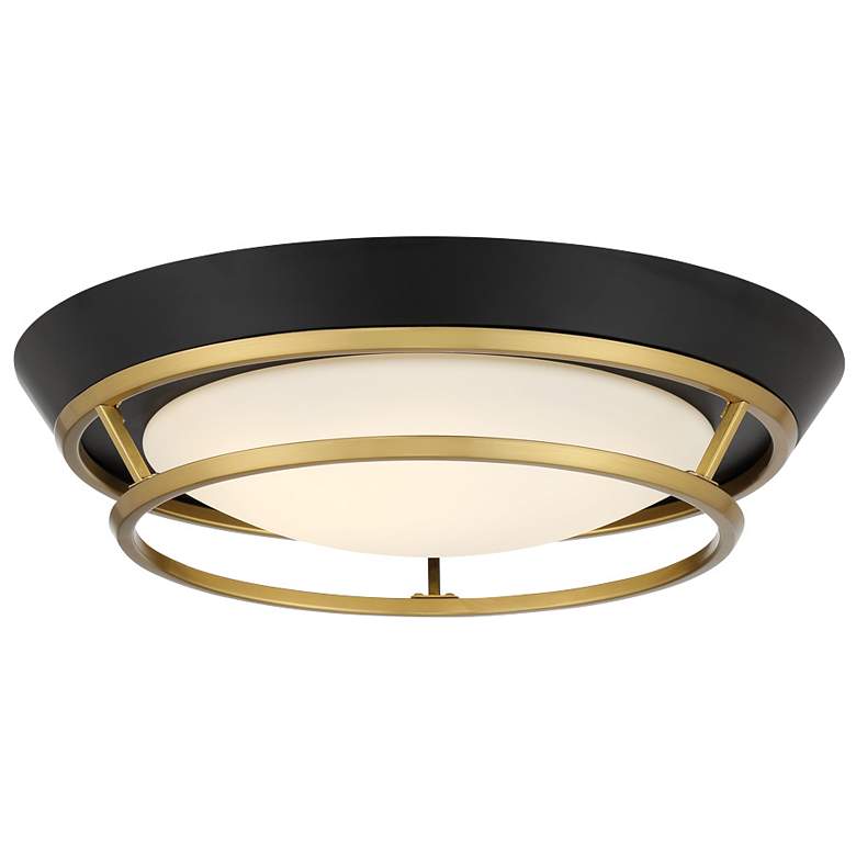 Image 1 Beam Me Up! 11" Wide Coal and Satin Brass LED Ceiling Light
