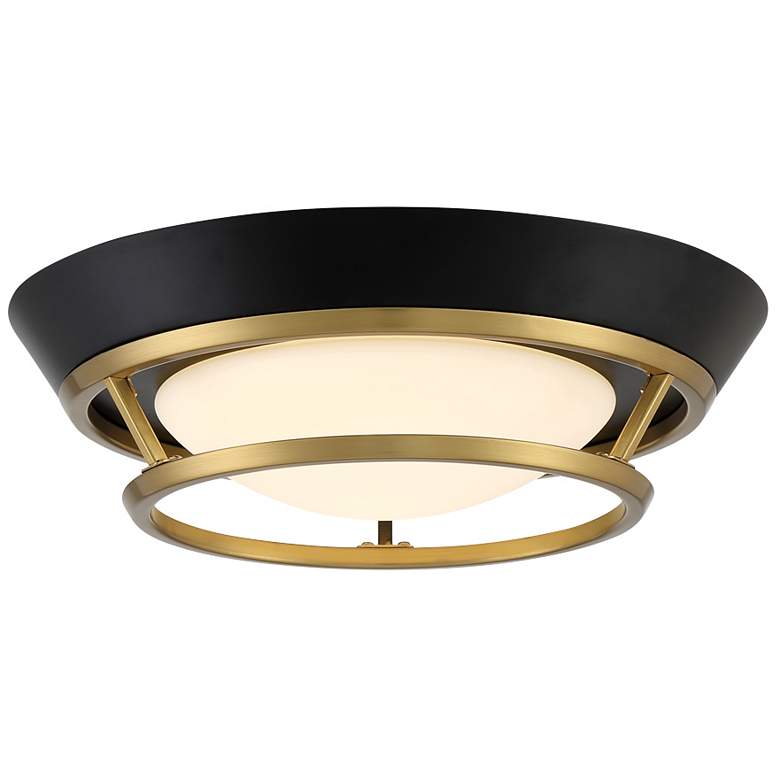 Image 1 Beam Me Up! 14" Wide Coal and Satin Brass LED Ceiling Light