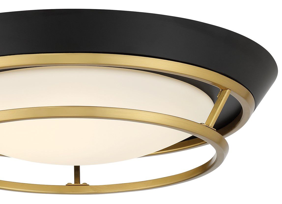 Image 2 Beam Me Up! 14" Wide Coal and Satin Brass LED Ceiling Light more views