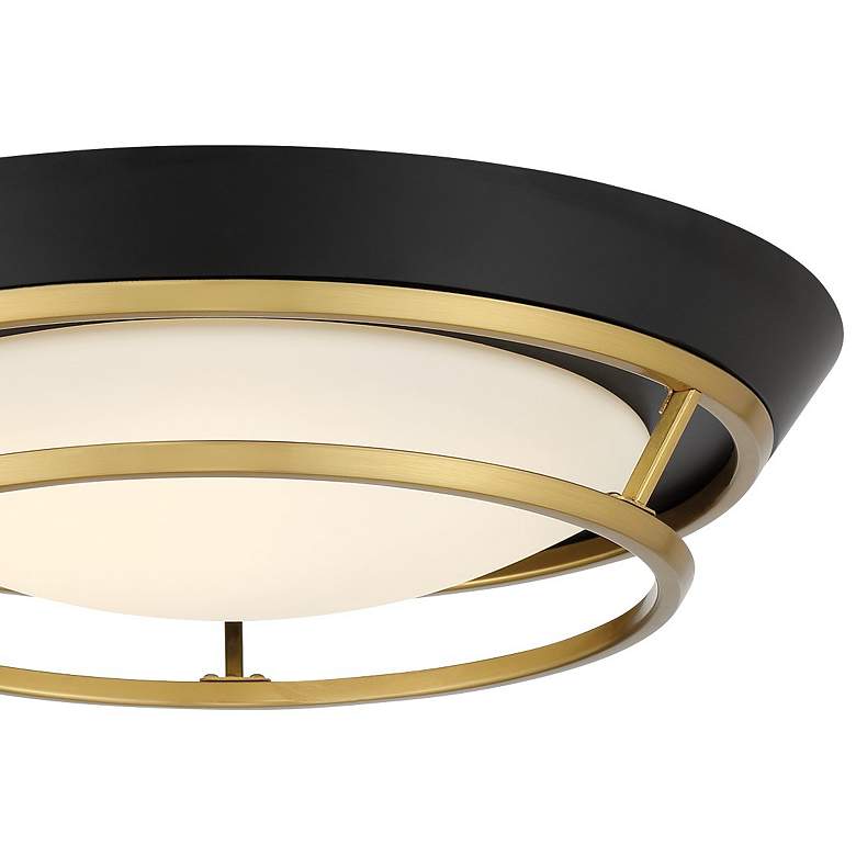 Image 2 Beam Me Up! 14" Wide Coal and Satin Brass LED Ceiling Light more views