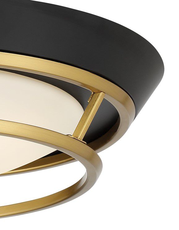 Image 3 Beam Me Up! 14" Wide Coal and Satin Brass LED Ceiling Light more views