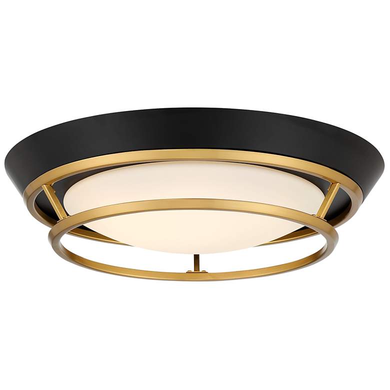 Image 4 Beam Me Up! 14" Wide Coal and Satin Brass LED Ceiling Light more views