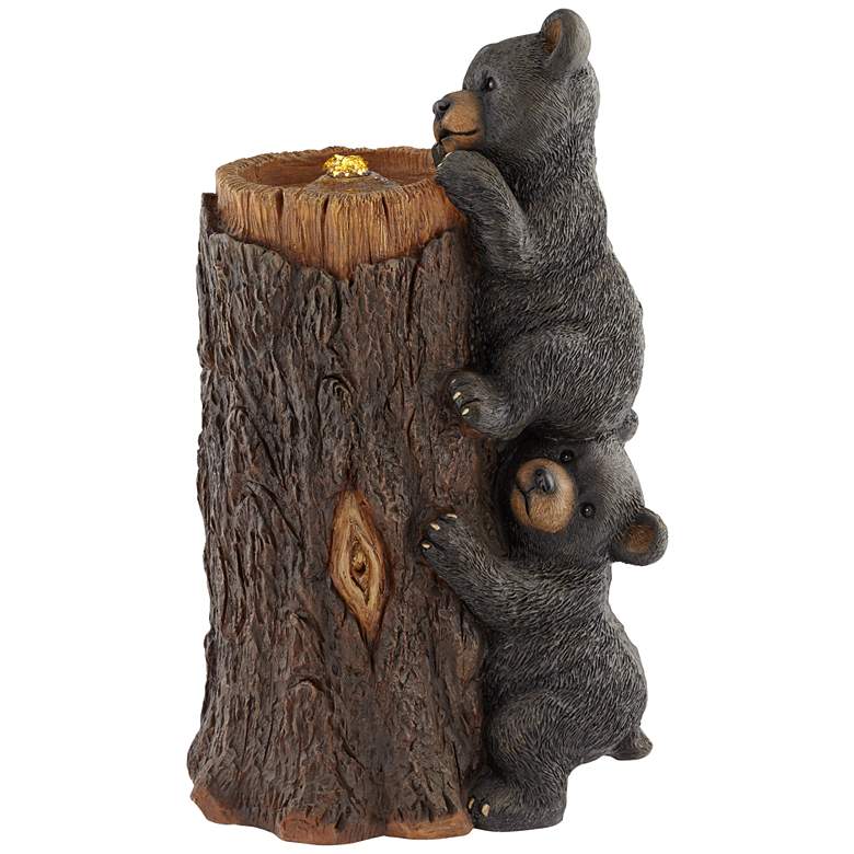 Image 2 Bear Cubs on Log 28 1/2" High Rustic LED Bubbler Fountain