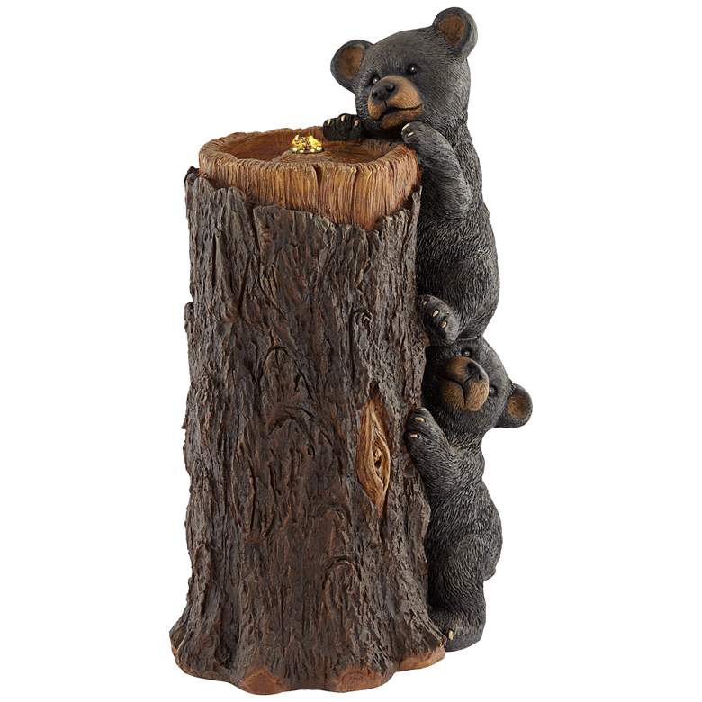 Image 6 Bear Cubs on Log 28 1/2" High Rustic LED Bubbler Fountain more views