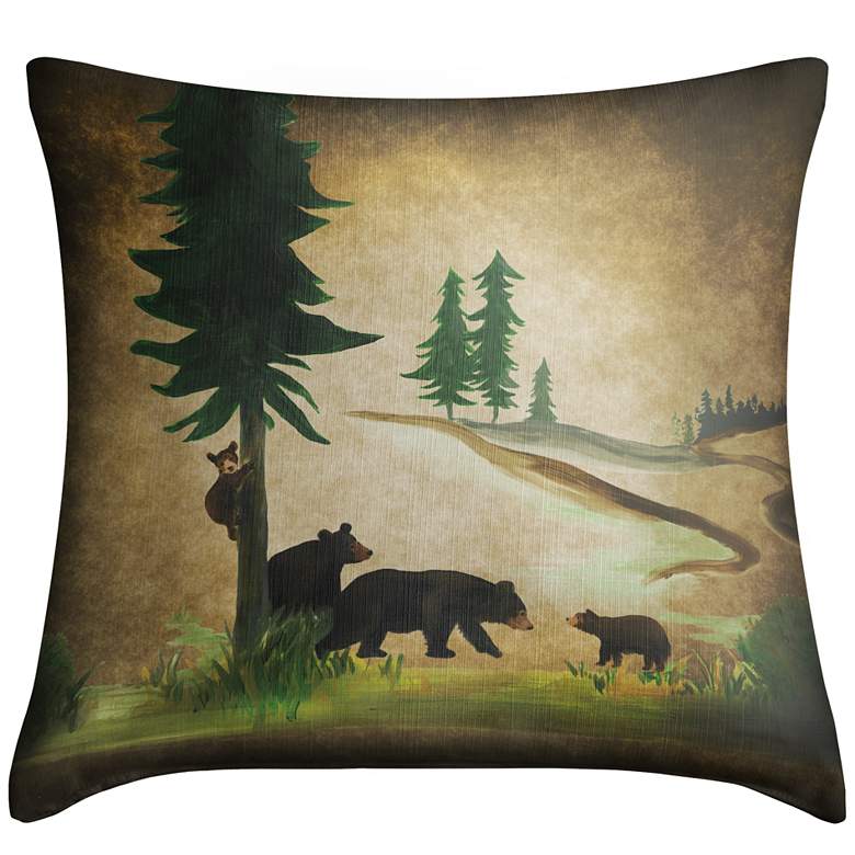 Image 1 Bear Lodge 18 inch Black Square Throw Pillow