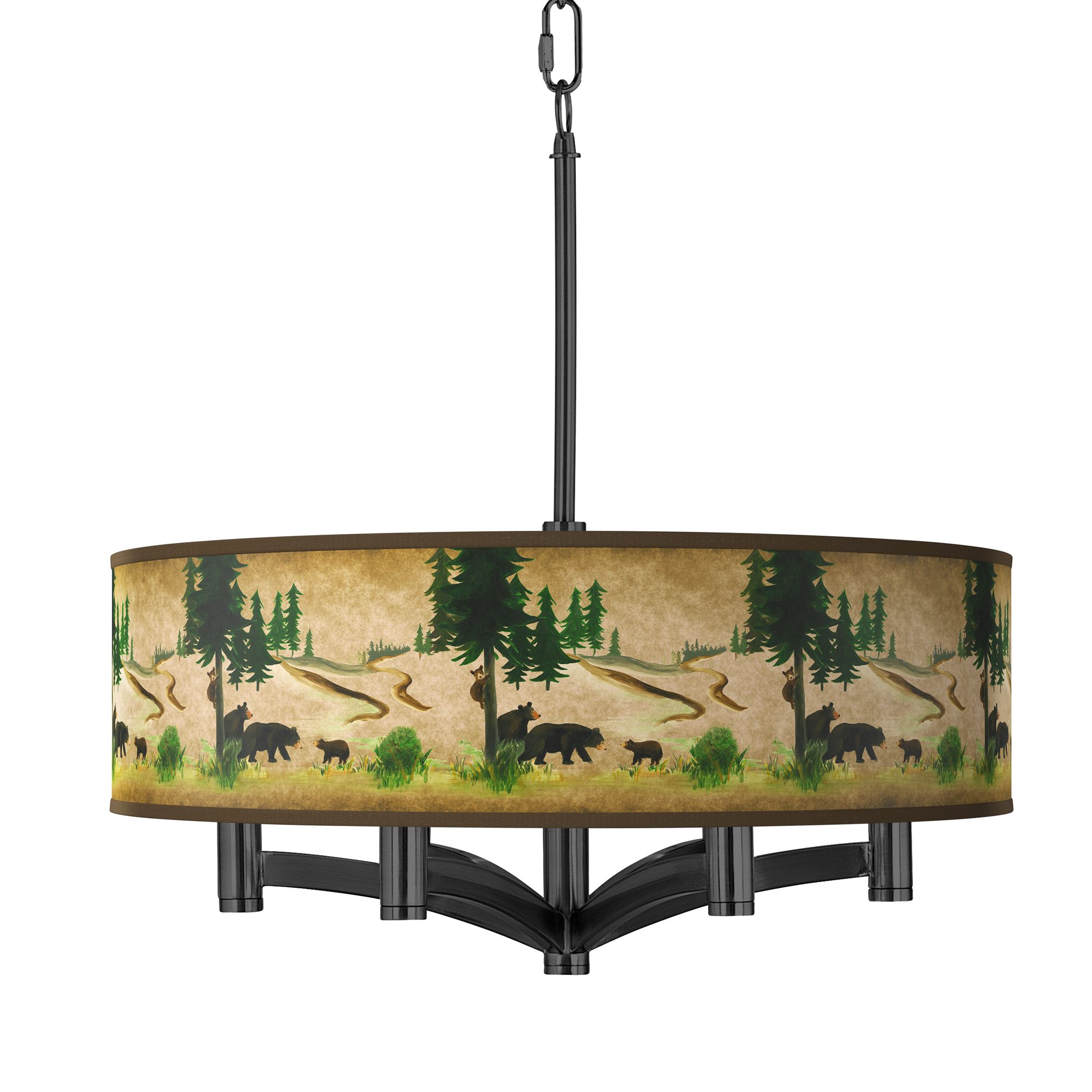 Image Bear Lodge Ava 6-Light Black Pendant Chandelier