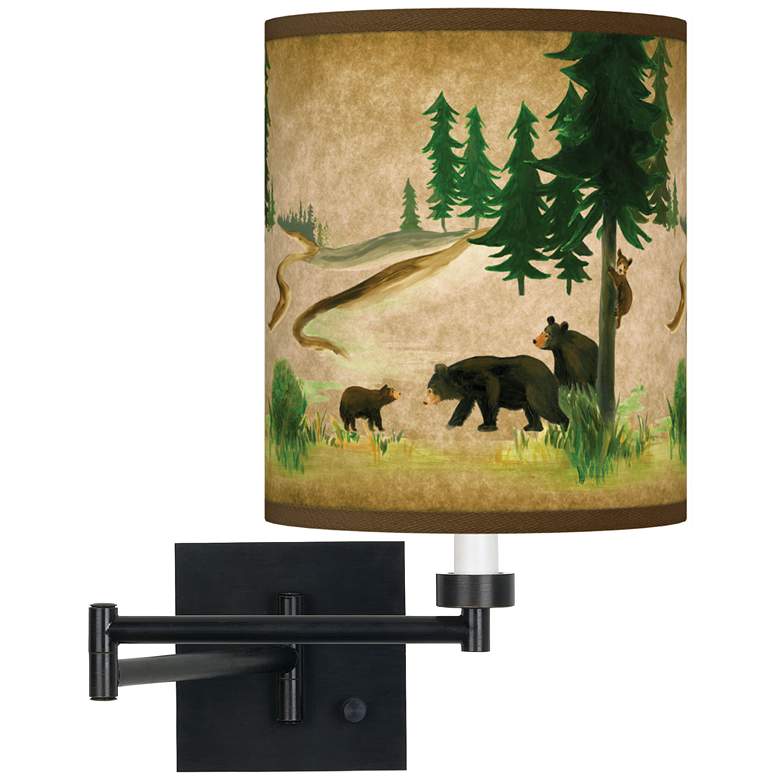 Image 1 Bear Lodge Espresso Bronze Swing Arm Wall Lamp