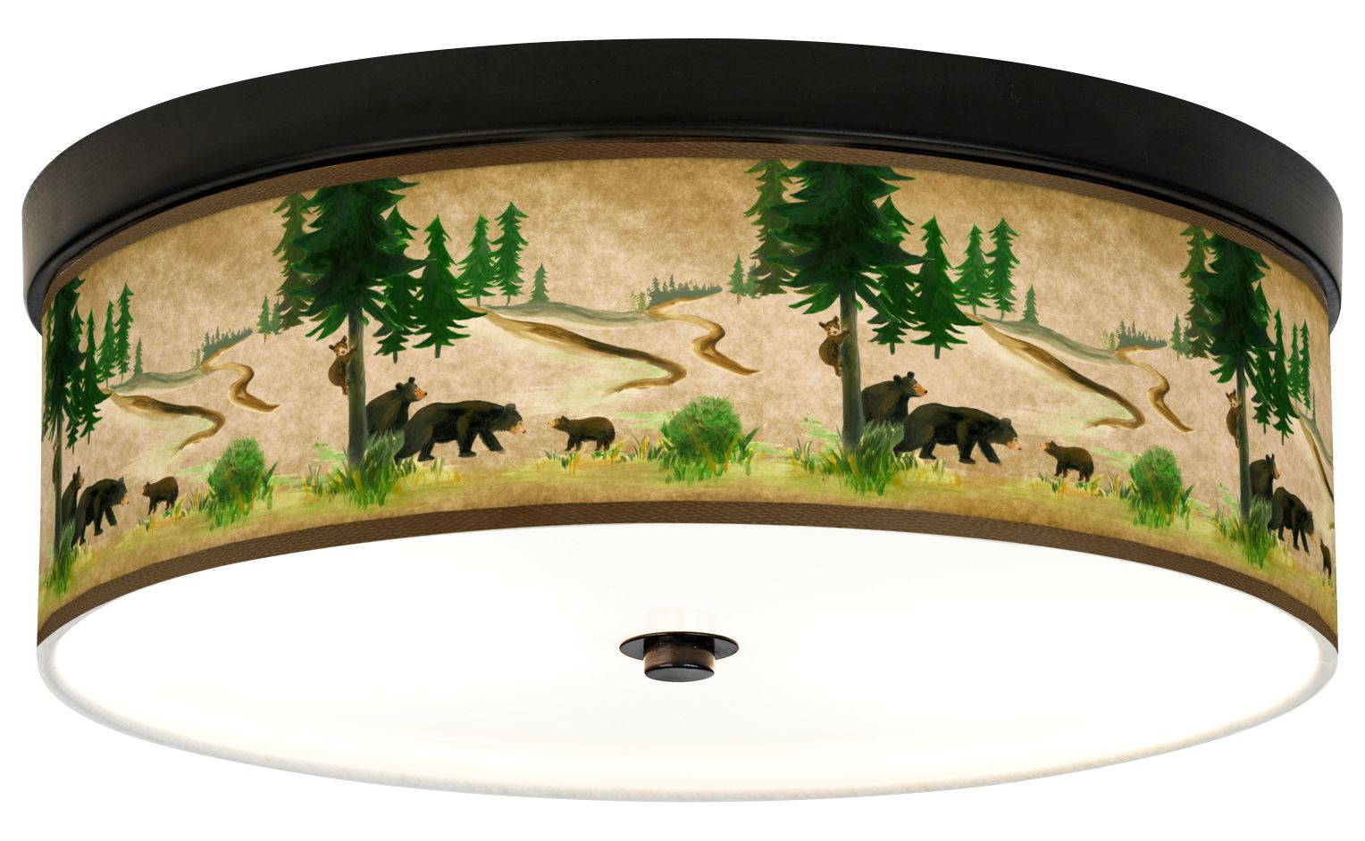 Bear Lodge Giclee Energy Efficient Bronze Ceiling Light - #79J06