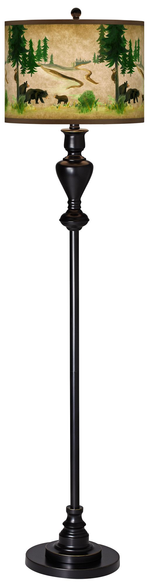 Bear Lodge Giclee Glow Black Bronze Floor Lamp