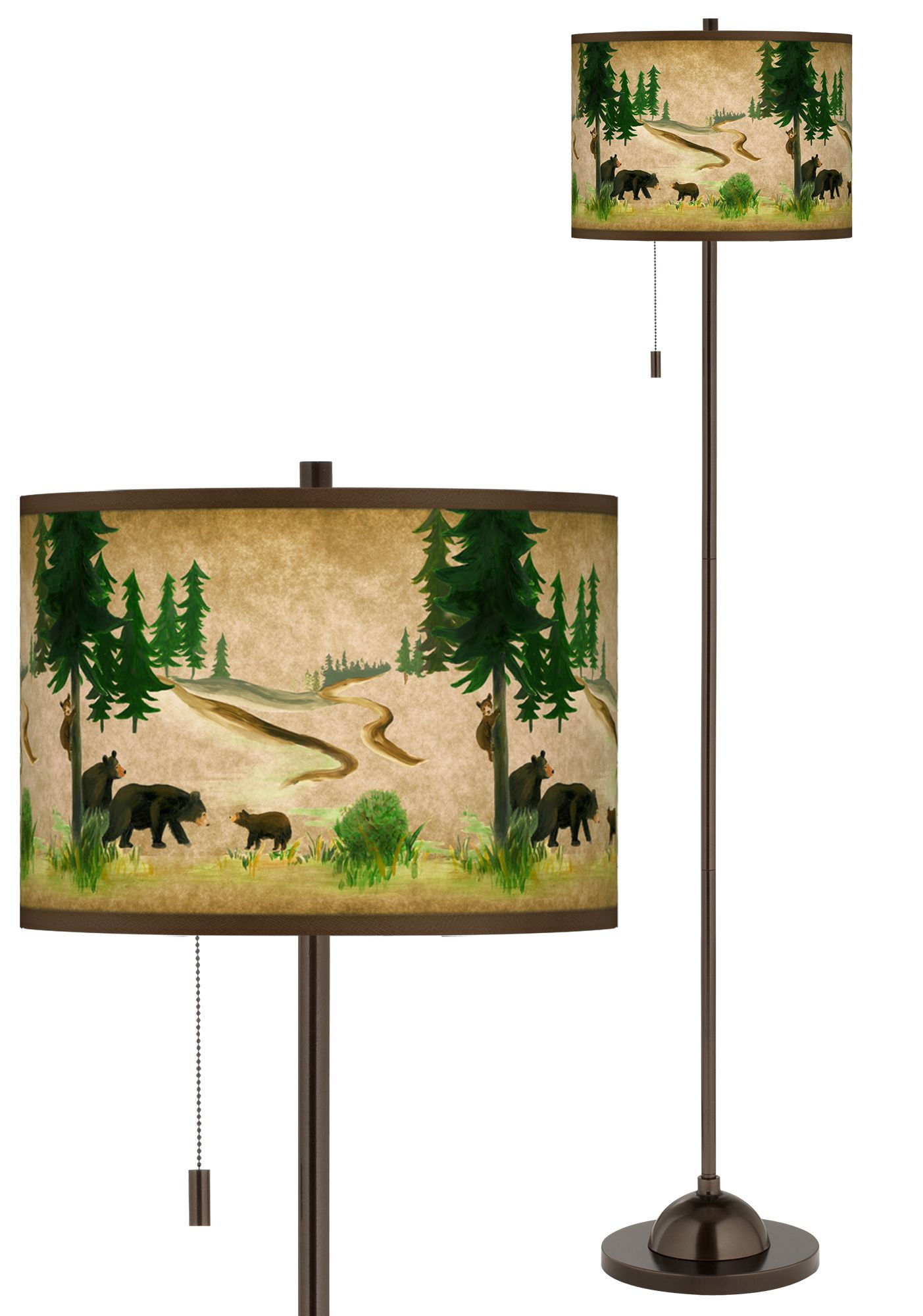 Bear Lodge Giclee Glow Bronze Club Floor Lamp