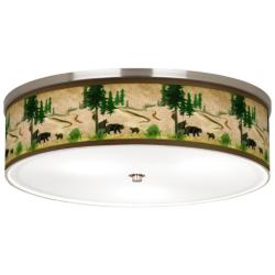 Bear Lodge Giclee Nickel 20 1/4&quot; Wide Ceiling Light