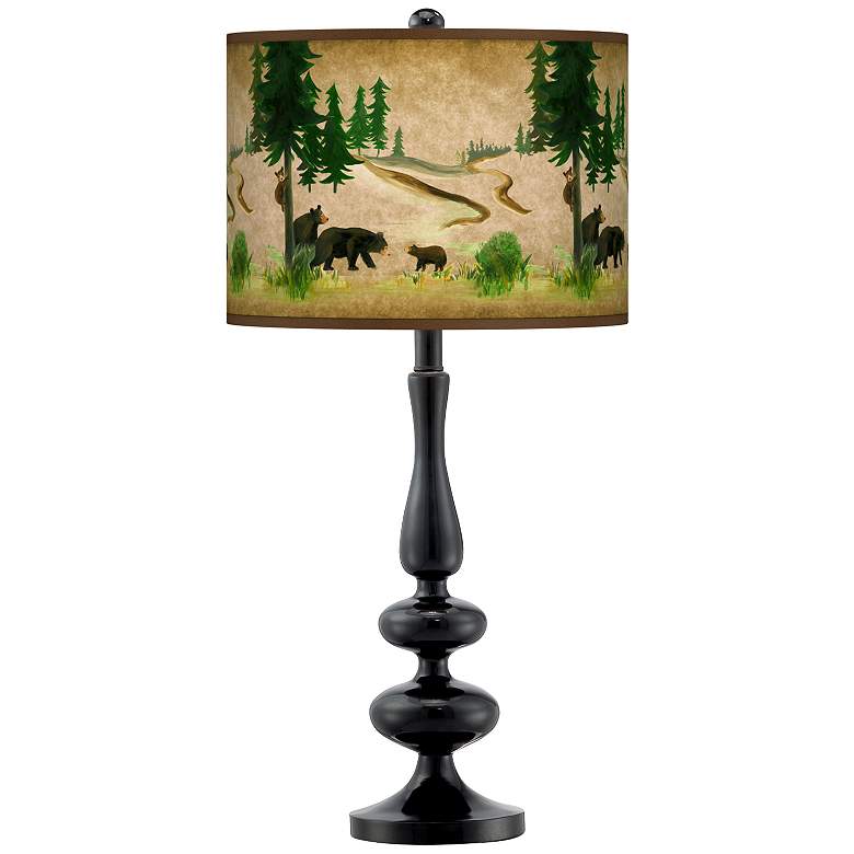 Image 1 Bear Lodge Giclee Paley Black Table Lamp
