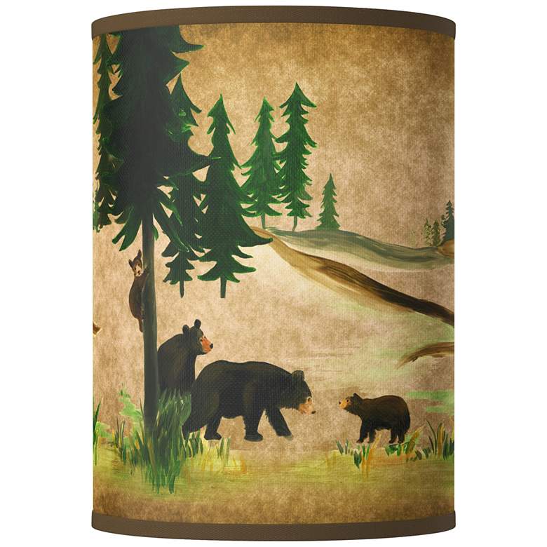 Image 1 Bear Lodge Giclee Round Cylinder Lamp Shade 8x8x11 (Spider)