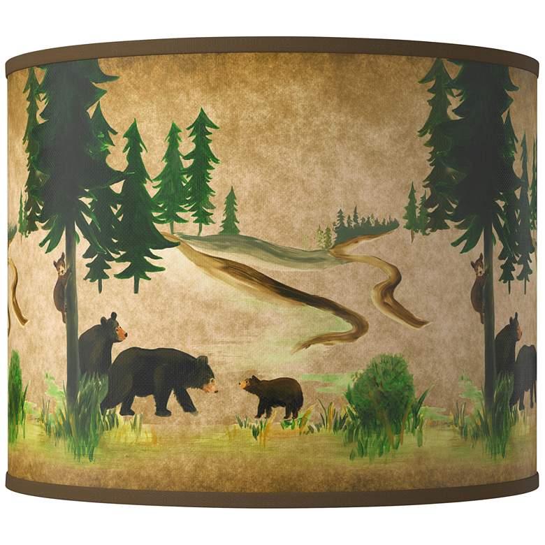 Bear Lodge Giclee Round Drum Lamp Shade 14x14x11 (Spider)