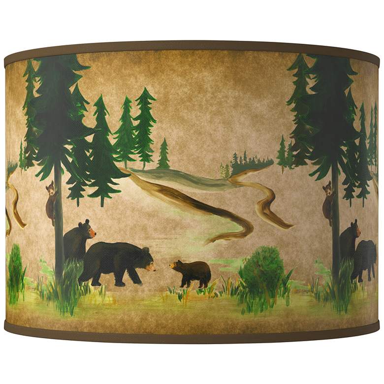 Image 1 Bear Lodge Giclee Round Drum Lamp Shade 15.5x15.5x11 (Spider)