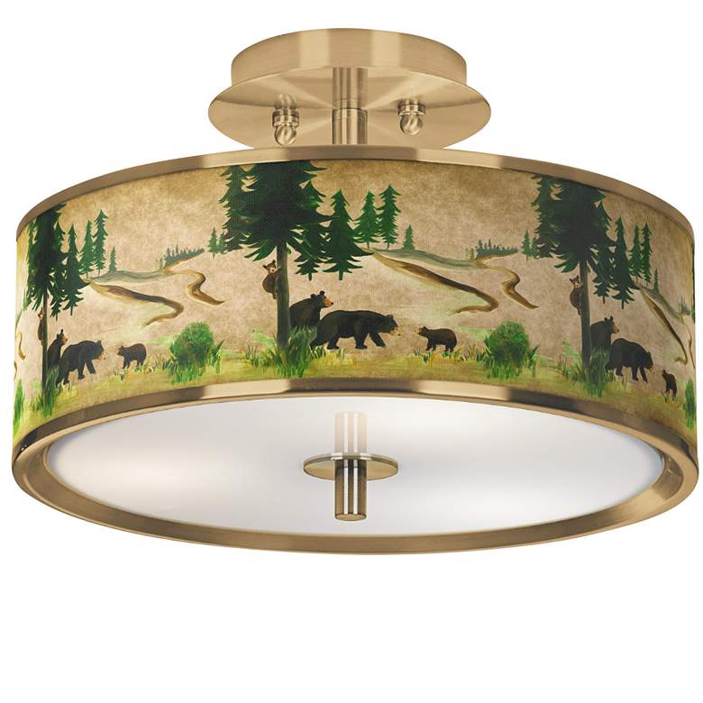 Image 1 Bear Lodge Gold 14 inch Wide Ceiling Light