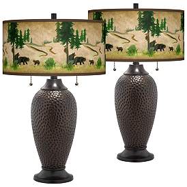 Image1 of Bear Lodge Hammered Oil-Rubbed Bronze Table Lamps Set of 2