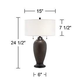 Image4 of Bear Lodge Hammered Oil-Rubbed Bronze Table Lamps Set of 2 more views