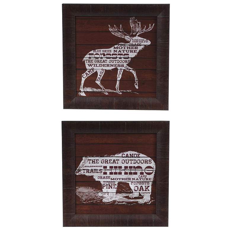 Image 1 Bear Text and Moose Text 15 inch Square Wall Art Set of 2