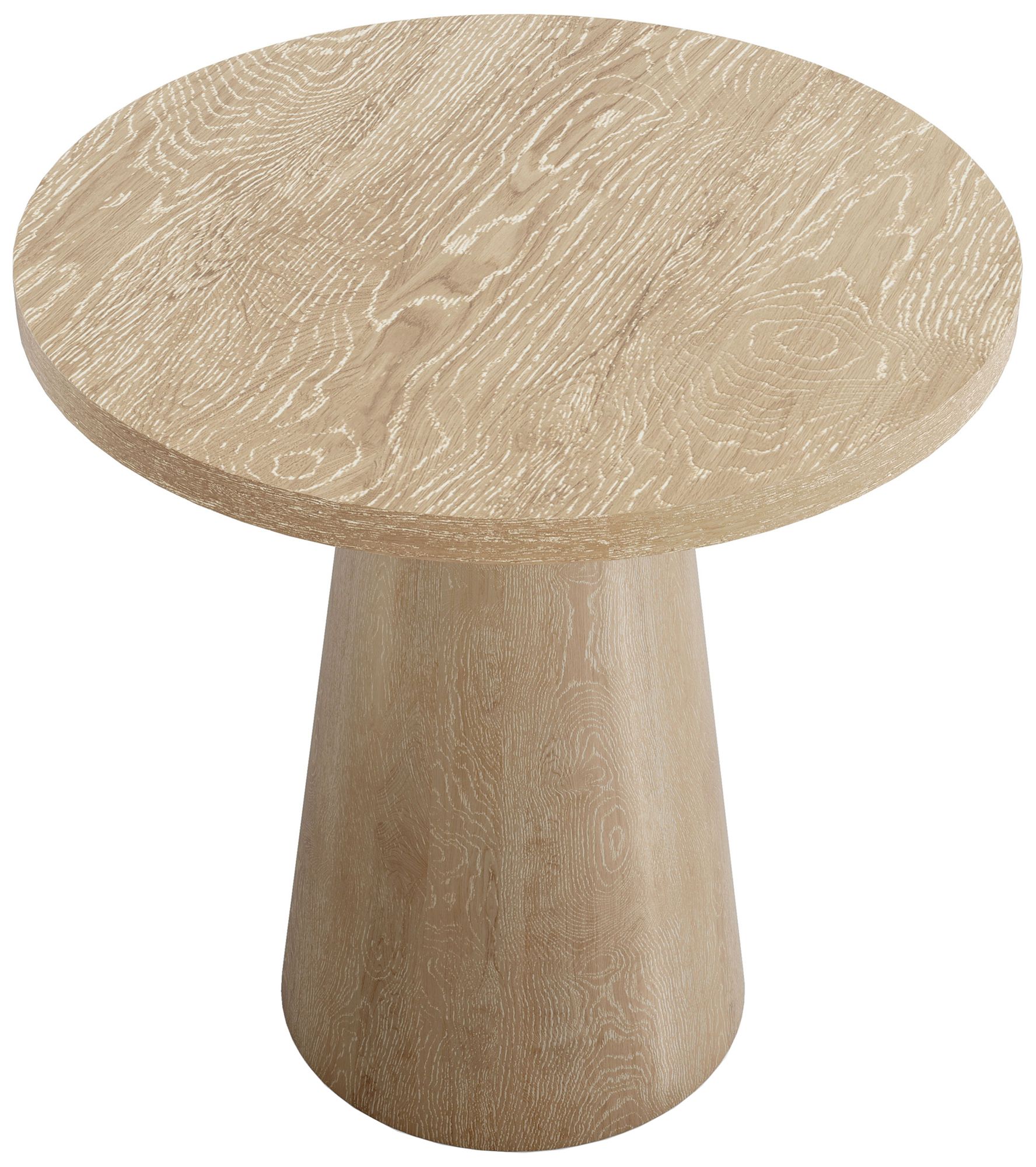 Beardy 20" Modern Oak Round End Table with Cone-Shaped Pedestal Base