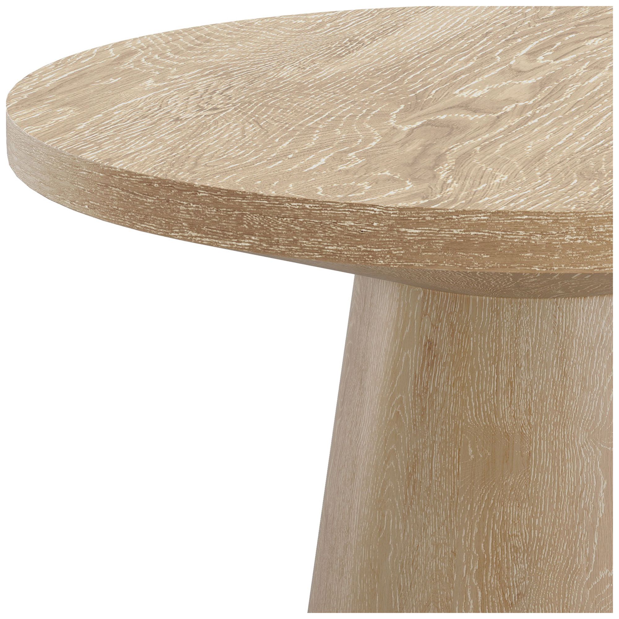Beardy 20" Modern Oak Round End Table with Cone-Shaped Pedestal Base