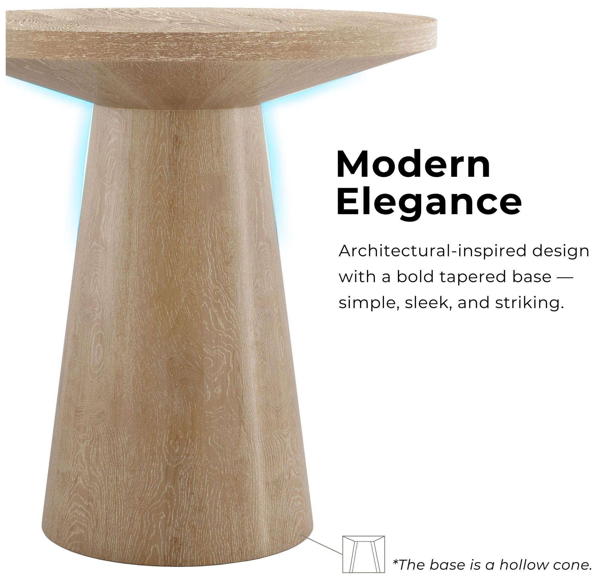 Beardy 20" Modern Oak Round End Table with Cone-Shaped Pedestal Base
