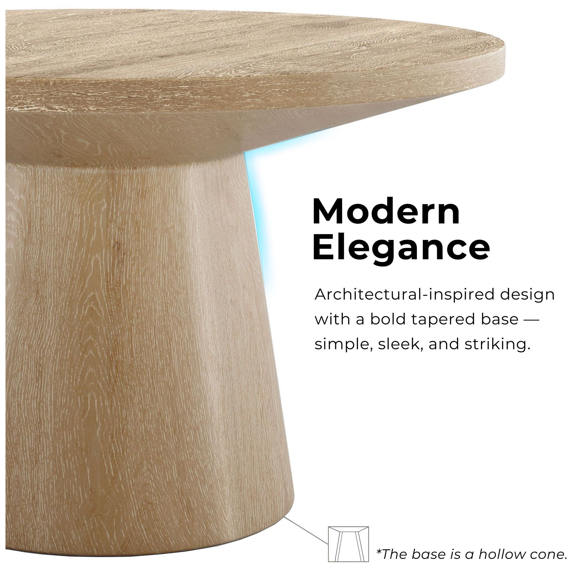 Beardy 29" Modern Oak Round Coffee Table with Cone-Shaped Pedestal Base