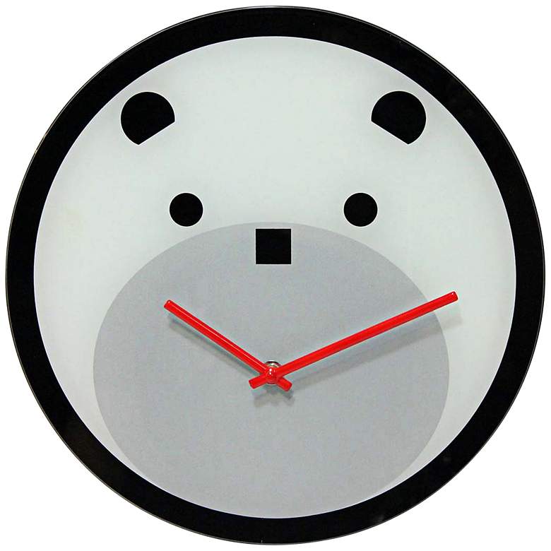 Image 1 Bearly Time 12 inch Round Glass Animal Wall Clock
