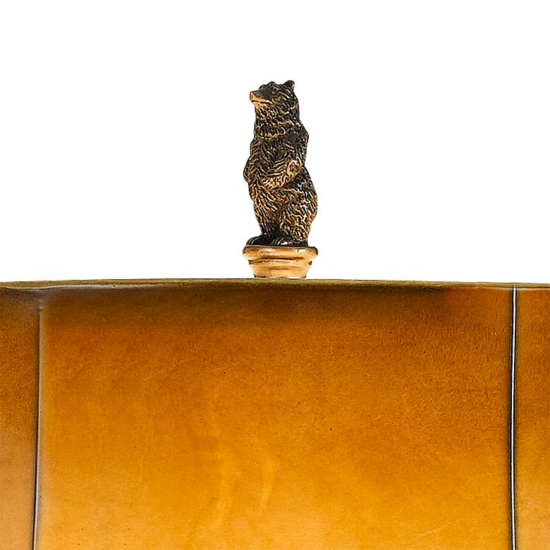 Image 3 Bears and Beehive Western Rustic Table Lamp with Leatherette Shade more views