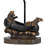 Bears in a Canoe Antique Bronze Table Lamp