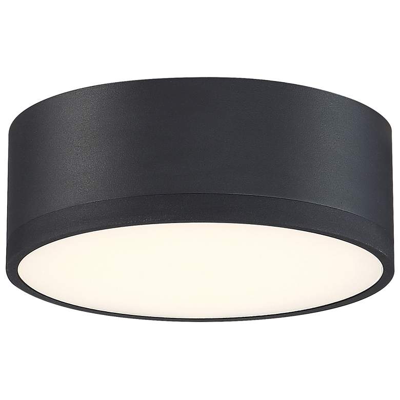 Image 1 Beat 6.75" Wide Black 120V Flush Mount with Black Acrylic Shade