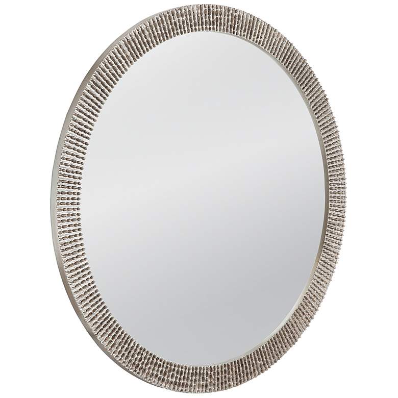 Image 5 Beatrice Antique Silver Leaf 48" Oversized Round Wall Mirror more views