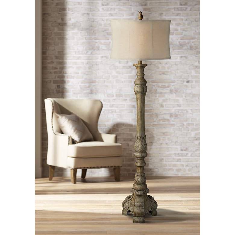 Image 1 Beatrice Weathered Wood Candlestick Floor Lamp