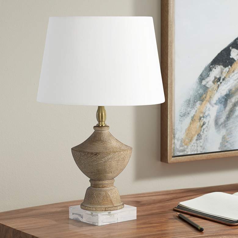 Image 1 Beatrix 16 inch High Natural Wood Accent Table Lamp