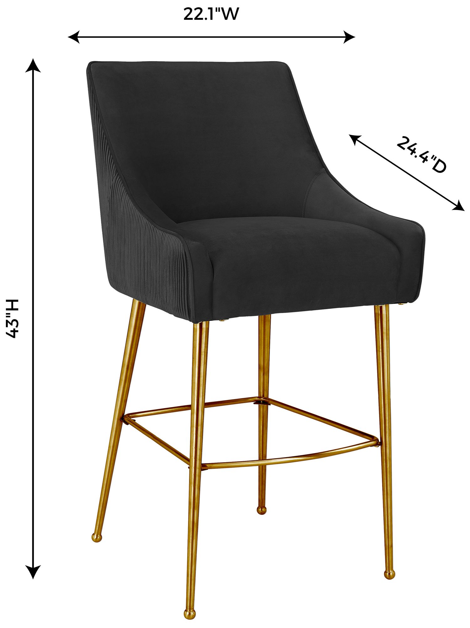 Image 5 Beatrix 30 3/4" Black Velvet Bar Stool more views